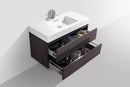Bliss 40 in. Wall Mount Modern Bathroom Vanity - High Gloss Gray Oak