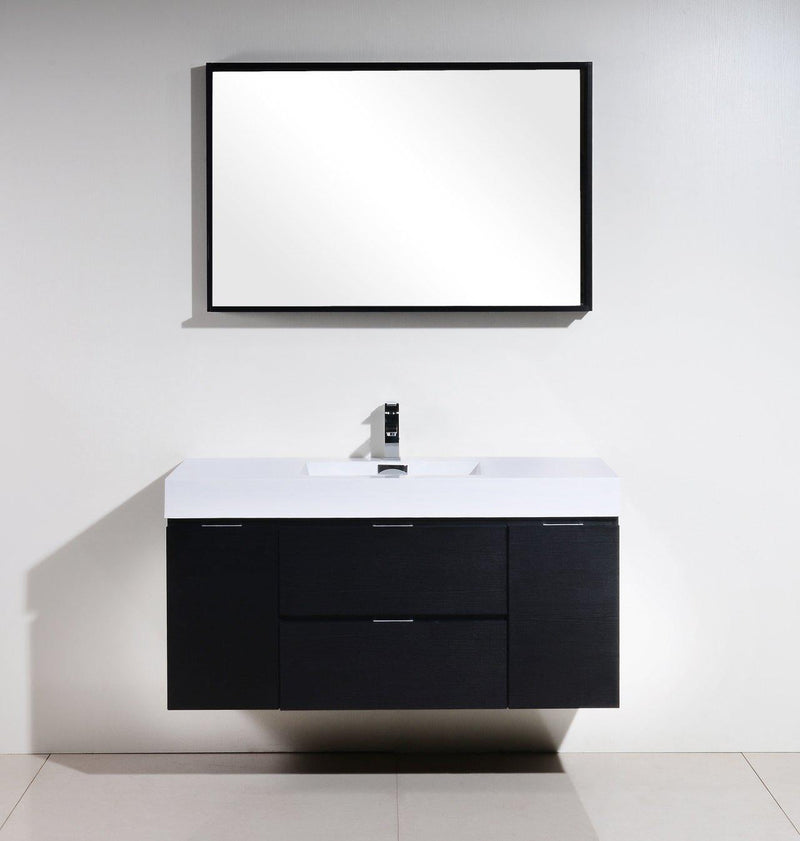 Bliss 48 in. Wall Mount Modern Bathroom Vanity - Black