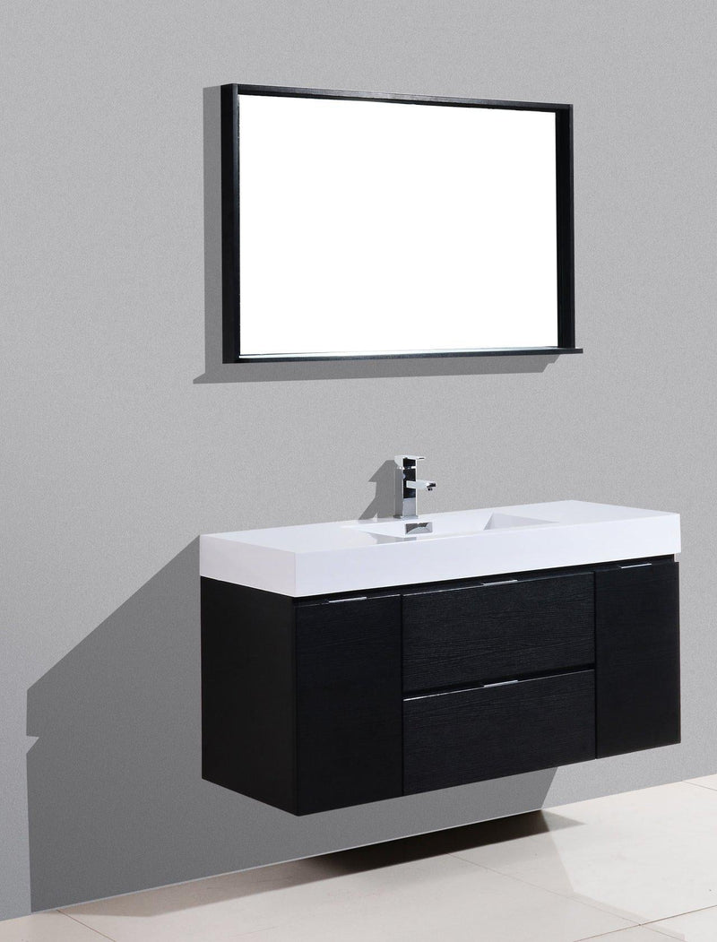 Bliss 48 in. Wall Mount Modern Bathroom Vanity - Black