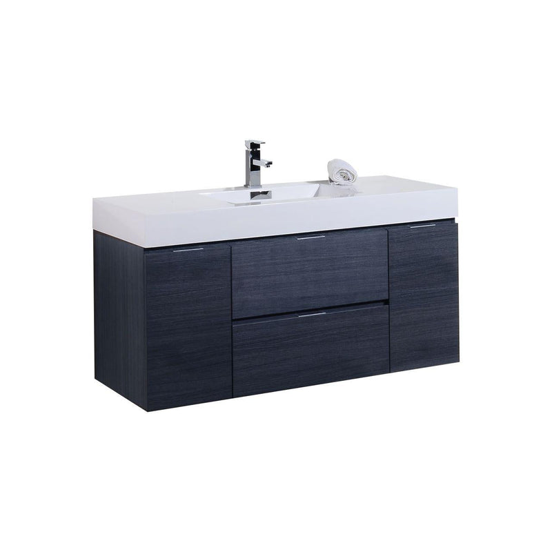 Bliss 48 in. Wall Mount Modern Bathroom Vanity - Gray Oak