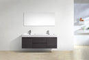 KubeBath Bliss 60 in. Double Sink Wall Mount Modern Bathroom Vanity - High Gloss Gray Oak, BSL60D-HGGO