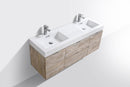 KubeBath Bliss 60 in. Double Sink Wall Mount Modern Bathroom Vanity - Nature Wood, BSL60D-NW