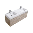 KubeBath Bliss 60 in. Double Sink Wall Mount Modern Bathroom Vanity - Nature Wood, BSL60D-NW