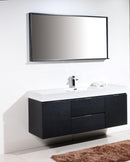 KubeBath Bliss 60 in. Single Sink Wall Mount Modern Bathroom Vanity - Black, BSL60S-BK