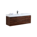 KubeBath Bliss 60 in. Single Sink Wall Mount Modern Bathroom Vanity - Walnut, BSL60S-WNT