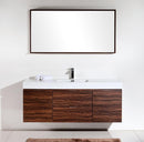 KubeBath Bliss 60 in. Single Sink Wall Mount Modern Bathroom Vanity - Walnut, BSL60S-WNT