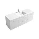 KubeBath Bliss 60 in. Single Sink Wall Mount Modern Bathroom Vanity - High Gloss White, BSL60S-GW