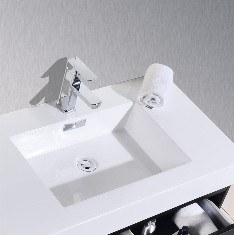 Bliss 72 in. Double Sink Wall Mount Modern Bathroom Vanity - Black