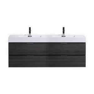 Bliss 72 in. Double Sink Wall Mount Modern Bathroom Vanity - Gray Oak