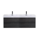 Bliss 72 in. Double Sink Wall Mount Modern Bathroom Vanity - Gray Oak