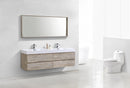 Bliss 72 in. Double Sink Wall Mount Modern Bathroom Vanity - Nature Wood