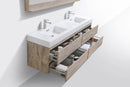 Bliss 72 in. Double Sink Wall Mount Modern Bathroom Vanity - Nature Wood