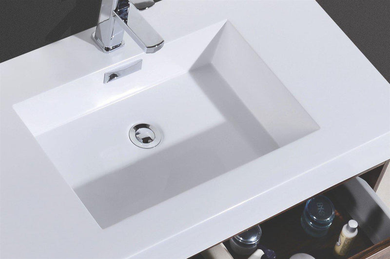 Bliss 72 in. Double Sink Wall Mount Modern Bathroom Vanity - Walnut