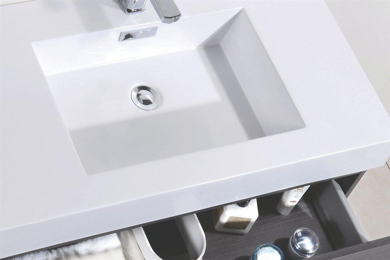 Bliss 80 in. Double Sink Wall Mount Modern Bathroom Vanity - Gray Oak