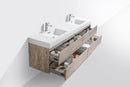 Bliss 80 in. Double Sink Wall Mount Modern Bathroom Vanity - Nature Wood