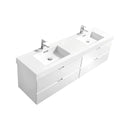 Bliss 80 in. Double Sink Wall Mount Modern Bathroom Vanity - High Gloss White