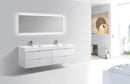 Bliss 80 in. Double Sink Wall Mount Modern Bathroom Vanity - High Gloss White
