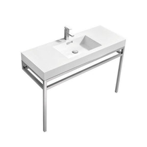 KubeBath Haus 48 in. Stainless Steel Console w/ White Acrylic Sink - Chrome, CH48