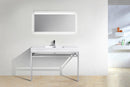 KubeBath Haus 48 in. Stainless Steel Console w/ White Acrylic Sink - Chrome, CH48
