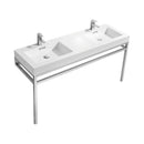 KubeBath Haus 60 in. Double Sink Stainless Steel Console w/ White Acrylic Sink - Chrome, CH60D