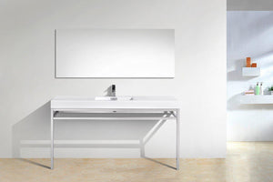 KubeBath Haus 60 in. Single Sink Stainless Steel Console w/ White Acrylic Sink - Chrome, CH60S