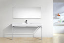 KubeBath Haus 60 in. Single Sink Stainless Steel Console w/ White Acrylic Sink - Chrome, CH60S