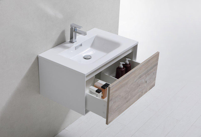 Divario 30 in. Wall Mount Modern Bathroom Vanity - Nature Wood
