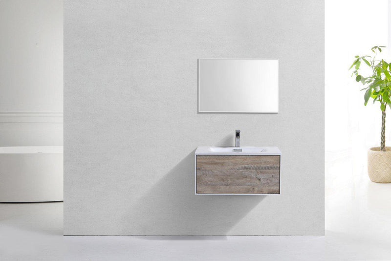 KubeBath Divario 30 in. Nature Wood Wall Mount Modern Bathroom Vanity, D30NW