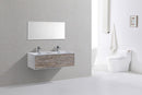 KubeBath Divario 48 in. Nature Wood Wall Mount Modern Bathroom Vanity, D48NW