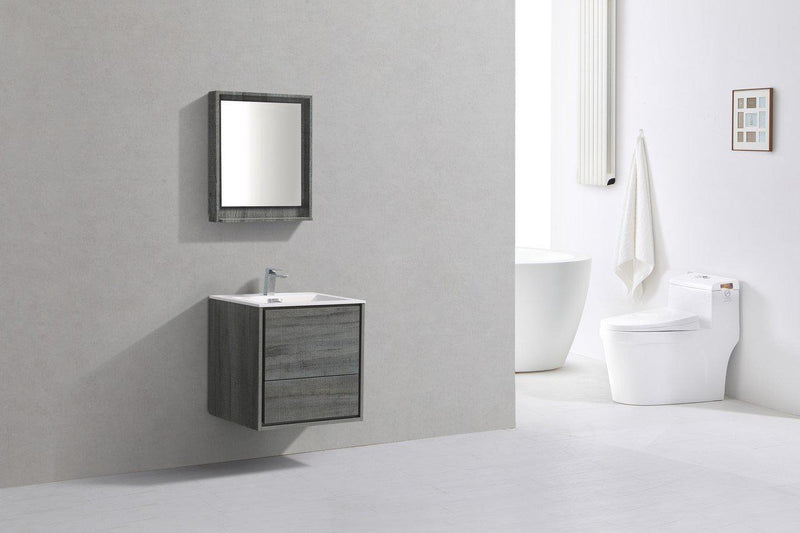 KubeBath De Lusso 24 in. Wall Mount Modern Bathroom Vanity - Ocean Gray, DL24-BE