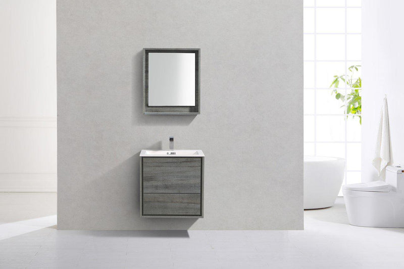 KubeBath De Lusso 24 in. Wall Mount Modern Bathroom Vanity - Ocean Gray, DL24-BE