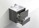 KubeBath De Lusso 24 in. Wall Mount Modern Bathroom Vanity - Ocean Gray, DL24-BE