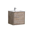 KubeBath DeLusso 24 in. Wall Mount Modern Bathroom Vanity - Nature Wood, DL24-NW