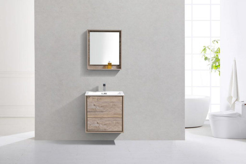 KubeBath DeLusso 24 in. Wall Mount Modern Bathroom Vanity - Nature Wood, DL24-NW