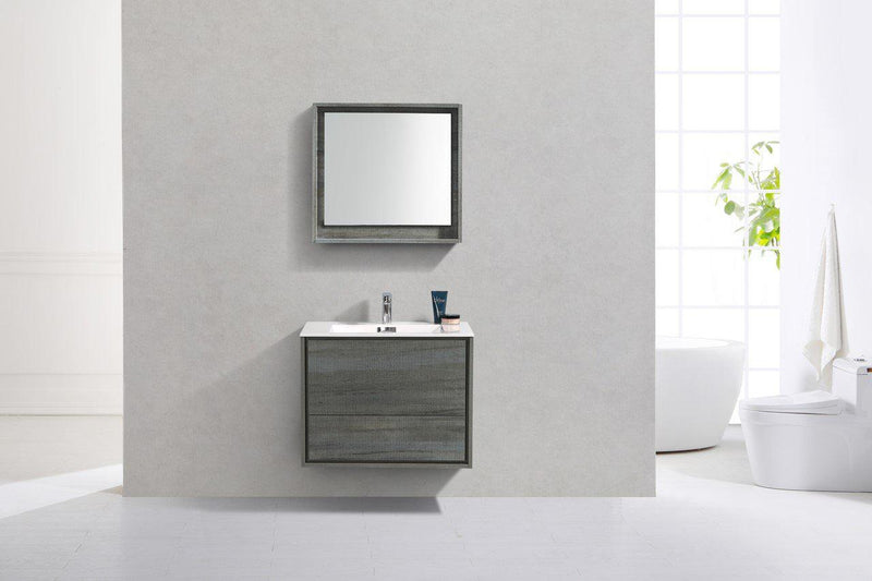 KubeBath De Lusso 30 in. Wall Mount Modern Bathroom Vanity - Ocean Gray, DL30-BE
