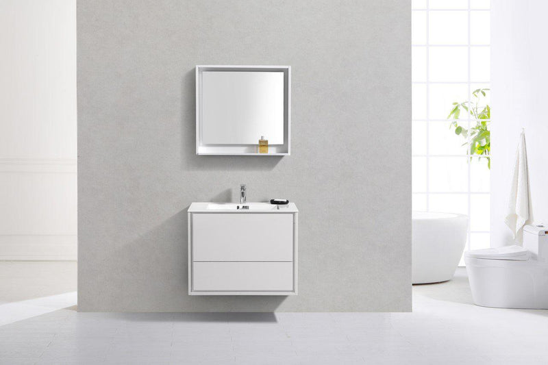 KubeBath DeLusso 30 in. Wall Mount Modern Bathroom Vanity - High Glossy White, DL30-GW