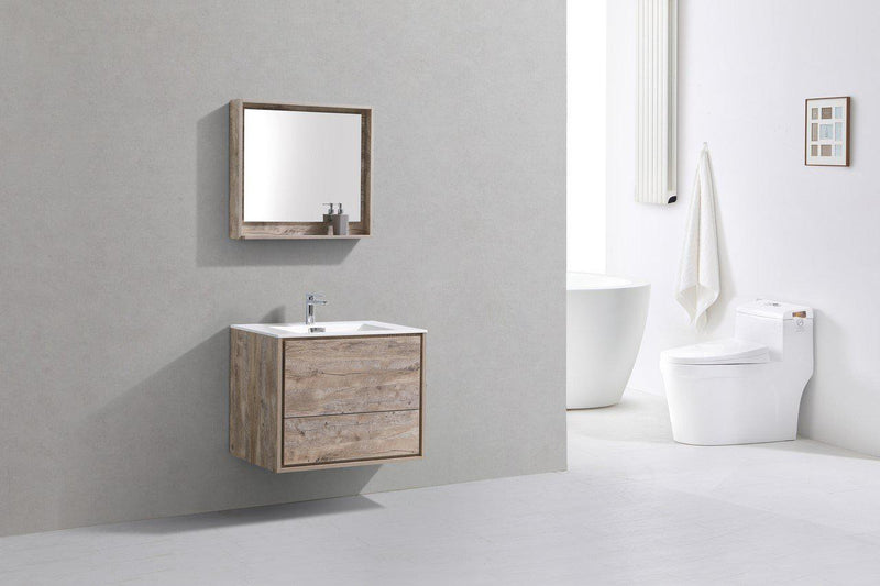 KubeBath De Lusso 30 in. Wall Mount Modern Bathroom Vanity - Nature Wood, DL30-NW