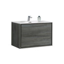 KubeBath De Lusso 36 in. Wall Mount Modern Bathroom Vanity - Ocean Gray, DL36-BE