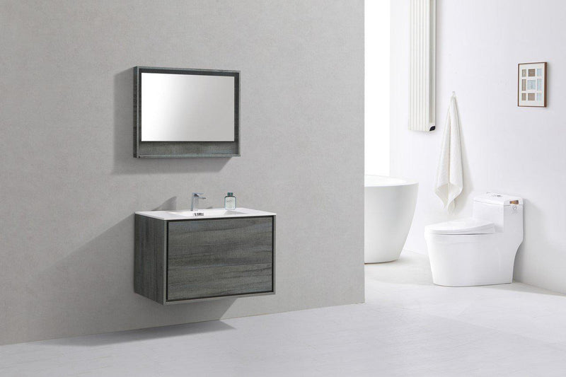 KubeBath De Lusso 36 in. Wall Mount Modern Bathroom Vanity - Ocean Gray, DL36-BE