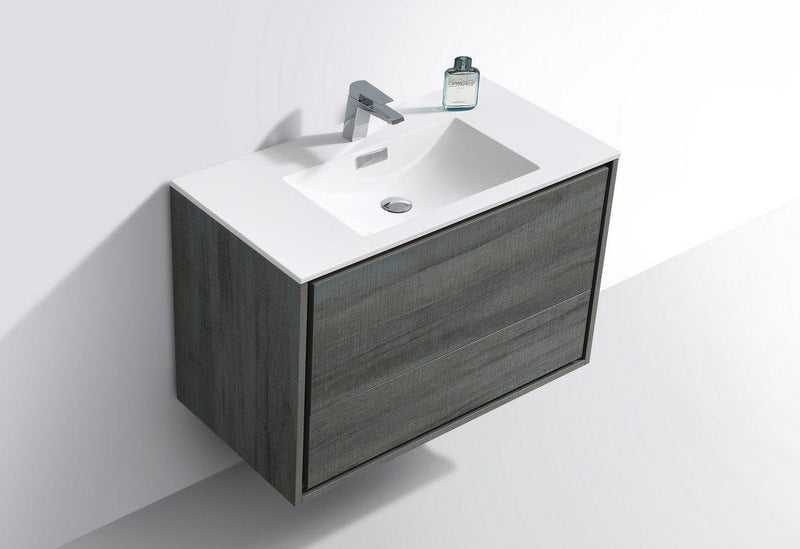 KubeBath De Lusso 36 in. Wall Mount Modern Bathroom Vanity - Ocean Gray, DL36-BE