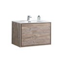 KubeBath DeLusso 36 in. Wall Mount Modern Bathroom Vanity - Nature Wood, DL36-NW