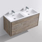 KubeBath DeLusso 48 in. Double Sink Wall Mount Modern Bathroom Vanity - Nature Wood, DL48D-NW