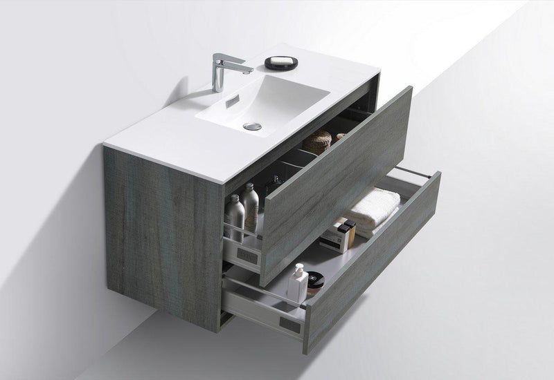 KubeBath De Lusso 48 in. Single Sink Wall Mount Modern Bathroom Vanity - Ocean Gray, DL48S-BE