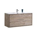 KubeBath DeLusso 48 in. Single Sink Wall Mount Modern Bathroom Vanity - Nature Wood, DL48S-NW