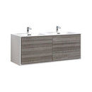 KubeBath De Lusso 60 in. Double Sink Wall Mount Modern Bathroom Vanity - Ash Gray, DL60D-HGASH