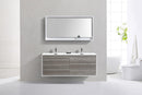 KubeBath De Lusso 60 in. Double Sink Wall Mount Modern Bathroom Vanity - Ash Gray, DL60D-HGASH