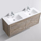 KubeBath DeLusso 60 in. Double Sink Wall Mount Modern Bathroom Vanity - Nature Wood, DL60D-NW