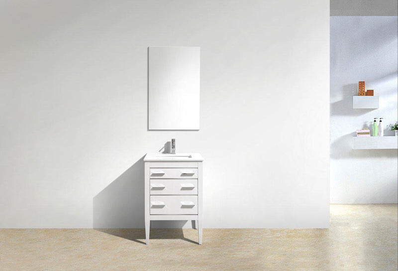 Eiffel 24'' High Gloss White Vanity W/ Quartz Counter Top
