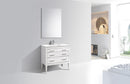 KubeBath Eiffel 36'' High Gloss White Vanity W/ White Counter Top, E36-GW