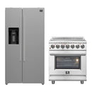 FORNO 2-Piece Appliance Package - 30-Inch Electric Range and 36-Inch Side by Side Refrigerator with Water Dispenser in Stainless Steel FBDL-013-04CAUS
